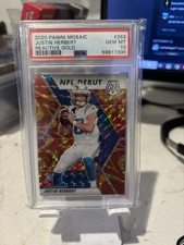 2020 Panini Mosaic Justin Herbert #204 Reactive Gold Mosaic Prizm PSA 10 (RC) picture