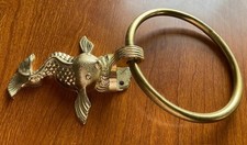 VTG Mid Century Carp Koi Fish Hall Mack Towel Holder Ring Metal Gold Tone 10