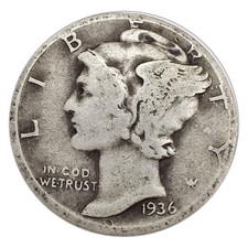 1936-D Mercury Dime G Good 90% Silver picture