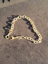 Vintage Solid Sterling Silver 925 Gold-Toned Chain Link Bracelet picture