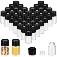 200 Pcs 2 ml Glass Vials with Black Screw Caps and Plastic Stoppers, 1/2 Dram picture
