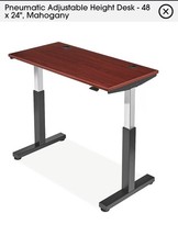 NEW ULINE U-LINE PNEUMATIC ADJUSTABLE HEIGHT MAHOGANY DESK H-10242MAH  48 x 24 picture