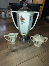 Vintage Coffee Peculator Royal Rochester Hand-Painted Creamer & Sugar READ picture