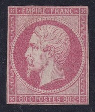 FRANCE 1860 Napoleon III 80c Pale Rose/White SG 71 MH/* (CV £3000) picture