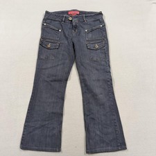 Hot Kiss Jeans Juniors 3 Blue Medium Wash Low Rise Cargo Bootcut 26x30 Denim picture
