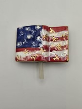 NORA FLEMING Retired Mini  AMERICAN FLAG Gold NF initials on stripes picture