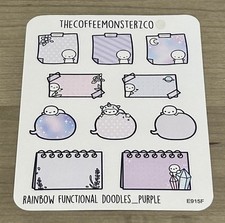 TheCoffeeMonsterzCo Rainbow Functional Doodles Purple Sticker Sheet TCMC picture