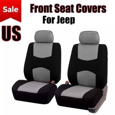 For Jeep Front Car Seat Covers 2-Seat Protector Polyester Cloth Front Set -Gray picture