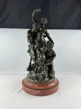 After Clodion L’Education de Bacchus French Bronze Sculpture Marble Base 22” picture