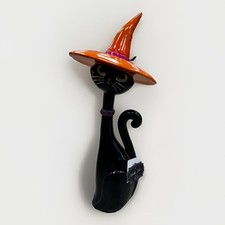 Bella Lux 24” Black Cat W/ Orange Witch Hat – Large Halloween Decor Figurine NWT picture