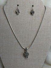 RARE Vintage Silpada Cross Set W0789 Filigree Earrings & S0792 Pendant picture