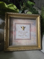 Christian Angel Plaque with Psalm 91:11 Bible Verse Framed Wall Decor picture