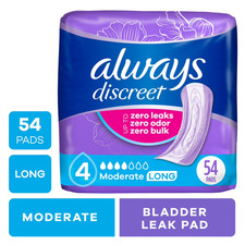 Always Discreet Adult Incontinence Pads for Women, Moderate Absorbency, 54 Count picture