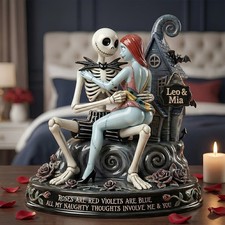 Personalized Jack Sally Nightmares Couple Acrylic Plaque Wooden Block Decor Gift picture