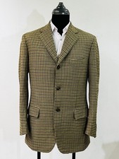 ISAIA Napoli New Galles Men Wool Houndstooth Plaid 3 Button Sport Coat Italy picture