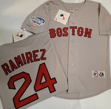 Majestic Boston Red Sox MANNY RAMIREZ 2004 World Series Baseball JERSEY GRAY picture