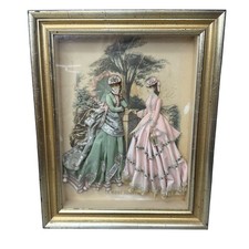 Antique La Mode Illustree Print 3D Shadow Box Embellished Fabric 12x15 Fashion picture