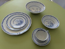 60 Piece Antique FURNIVALS 1913 Blue Quail dinnerware picture