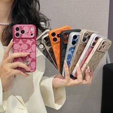Vintage C Monogram Leather Texture Phone Case for iPhone 15Plus 16 17 18 Pro Max picture