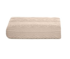 SAOL Irish Merino Wool Throw Blanket Aran Cable Knitted King Size 92 x 78