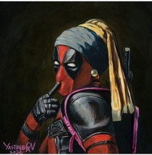 Deadpool with a Pearl Earring - 10x10 Original Art by Yas Oleksandr, NOT a Print picture