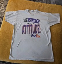 FedEx Attitude T-Shirt Vintage Sz XXL Federal Express White/Light Gray *Read* picture