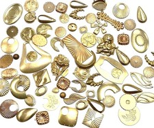 1/2 POUND VINTAGE SOLID YELLOW BRASS ROSE BRASS STAMPINGS FINDINGS SETTINGS 1652 picture