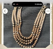 Vintage Multi Strand Beige Faceted Glass Bead Necklace  picture
