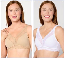 Breezies Women's Bra Sz XL Lace Soft Support Wirefree White A634606 picture