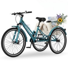EOYOBIKE Outdoor Women 24in Mountain Tricycle 7-Speed Cruiser Bike with Basket picture