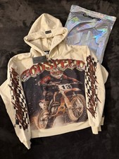 Godspeed Men’s Creme Motorcycle Racing Graphic Pullover Hoodie XS Fits a Small picture