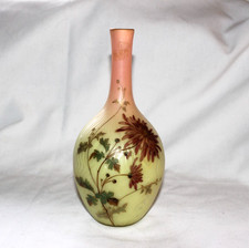 Antique Mt. Washington Burmese Vase Chrysanthemum ladybug butterfly enameled picture