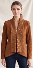 Beautiful IMAN Global Chic Platinum Collection Genuine Suede Draped Jacket picture