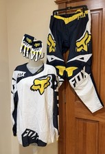 NEW FOX RACING 180 WHITE NAVY YELLOW MOTOCROSS PANTS JERSEY & GLOVES SET picture