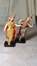 VINTAGE THAILAND DANCING SIAM DOLLS 2 PC SET LOT MASK  picture