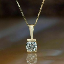 1.50Ct Round Cut Lab Created Diamond Solitaire Pendant 14K Yellow Gold Plated picture