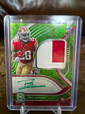 Panini 2021 Spectra Trey Sermon 49ers RC Auto Patch Neon Green Prizm /35 #228 picture