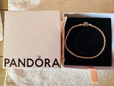 PANDORA New Silver Snake Chain Charm Bracelet Barrel Clasp Signed size 20 picture