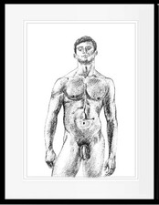 Male Nude Young men Paiting Figurative Modern black and white Art Gay LGBT 20x15 picture