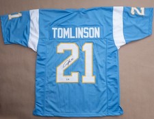 LaDinian Tomlinson Signed Custom Chargers Jersey (Light Blue) | Beckett BAS COA picture