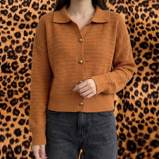 Preppy Khaki textured knit cardigan picture