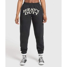 Gymshark Heavy Duty Joggers Womens Large Black Graphic Sweatpants High Waist picture