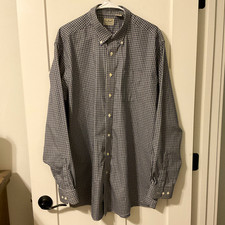 L.L.Bean Men's XL Blue/White Plaid Long Sleeve Woven Button-Down Shirt picture