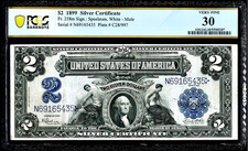 Mule 1899 US Large Size Silver Certificate $2 Note PCGS VF30 Back Plate #997 picture
