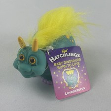 Vintage RUSS Hatchlings Troll Dinosaur LOVEASAURUS Green Yellow Hair 4” Long picture