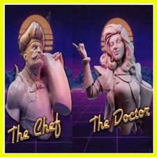 1/12 resin model GK, chef and doctor bust, unassembled and uncolored kit picture