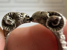 RARE Vintage Sterling Silver Ring Zodiac Aries Greek Ram Head Animal Boho 925 picture