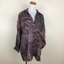 NWT ZARA Multi Color Mixed Print Wide Sleeve Loose Fit Shirt Womens sz Small picture