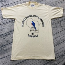 Vtg 80s Hanes Bluebird Restoration Single Stitch Thin T-Shirt Bird Conservation picture