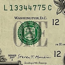 3 Consecutive Pair Fancy Serial Number 2017A One Dollar Bill L13344775C 3s 4s 7s picture